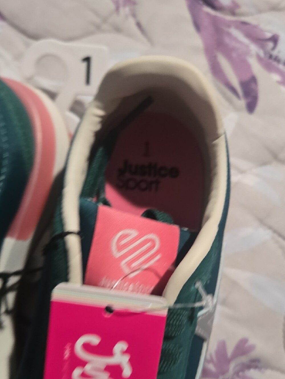 Justice Teal and Pink Girls' Lace-Up Sneakers - Picture 3 of 4